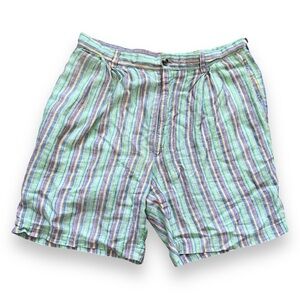 Charleston Khakis Pastel Green Striped Bermuda Shorts Mens Size 34 Preppy Summer